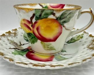 Vintage Lefton China Hand-Painted Teacup & Reticulated Lattice Saucer #WK711CS
Lot #: 44
