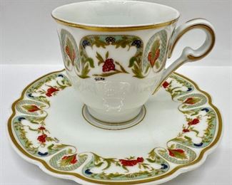 Vintage Haviland Limoges Demitasse Cup & Saucer Mozart Chantoung Pattern With Gold Rim, Numbered
Lot #: 41