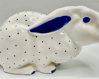 Vintage Tiffany Blue Polka Dot Ceramic Rabbit Piggy Bank, Austria
Lot #: 15