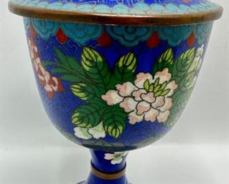 Antique Chinese Cloisonne Covered Enamel Bowl & 2 Japanese Pewter Encased Porcelain Dishes
Lot #: 4