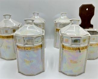 Set 6 Vintage Lusterware Canisters By White Block, Germany
Lot #: 23
