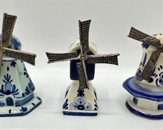 10 Vintage Delft Small Pottery Jugs, Wind Mill Salt Shakers, Cups & More, Holland
Lot #: 48