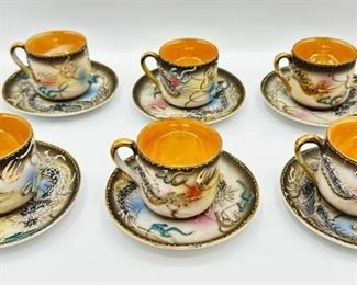6 Vintage Hand-Painted Moriage Dragonware Demitasse Cups & Saucers, Japan
Lot #: 2