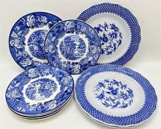 10 Blue & White Plates: 3 Antique Ming Blue Ironstone &7 Vintage By Enoch Woods, England
Lot #: 21