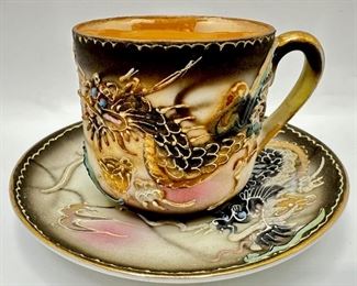 6 Vintage Hand-Painted Moriage Dragonware Demitasse Cups & Saucers, Japan
Lot #: 2