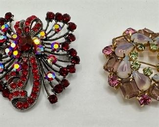 2 Vintage Rhinestone Pins, Red Is Crystal AB
Lot #: 34