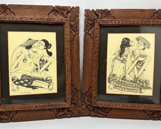 2 Balinese Erotic Art Drawings In Hand-Carved Wood Frames, Signed
Lot #: 111
