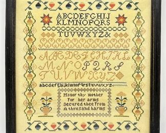 Vintage Framed Embroidery Sampler: Honor Thy Mother
Lot #: 106