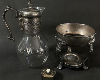 Vintage Silver Plate & Glass Coffee Carafe With Burner Warming Stand
Lot #: 103