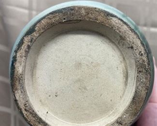 LOT 003- Pair of decorative Asian style Nippon Matte Finish Vases circa 1920 With Komainu / Shishi / Foo Dog Handles 12in tall $125