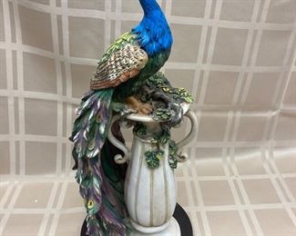 LOT 011- Toscano resin peacock 18.5 inches tall $75