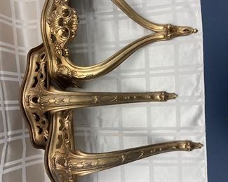 LOT 014- A trio (pair plus 1) of Italian gold colored shelves 14in wide and 16in tall $45
