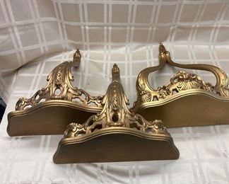 LOT 014- A trio (pair plus 1) of Italian gold colored shelves 14in wide and 16in tall $45