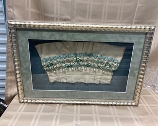 LOT 019- Shadow box with vintage beaded dress trim 24in by 16in $45