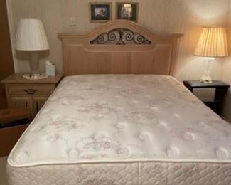 Thomasville Full Size headboard and frame.  Mattresses available.  1 Nightstand. 