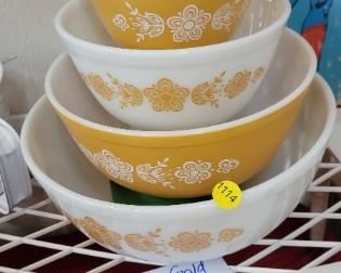BUTTERFLY GOLD PYREX 4 BOWL SET