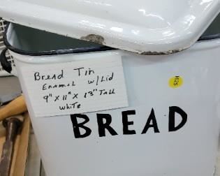 ENAMEL BREAD TIN W/ LID
