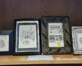 FOUR FRAMED DON NORTHCUTT POSTCARDS OF LYNCHBURG 