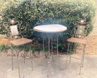 Bistro table & 2 stools (as is)