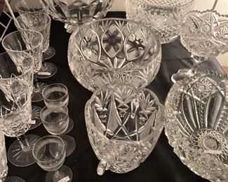 pressed glass and cut glass selections