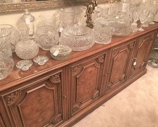 Extra long server; many pressed glass and cut glass selections