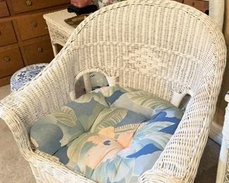 Another white wicker chair