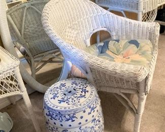 Blue & white garden stool