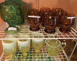 Georgian glasses; yellow Fenton glasses