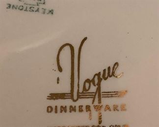 Vogue Dinnerware - 22 K gold trim by Canonsburg Pottery Co