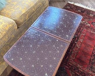 Close-up of handpainted coffee table by Allison Zehr!