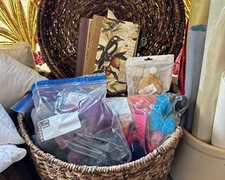 Supplies. Crafting supplies and materials. Yarn, needles.