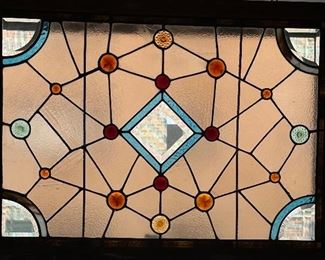 Stained glass window with jewels.