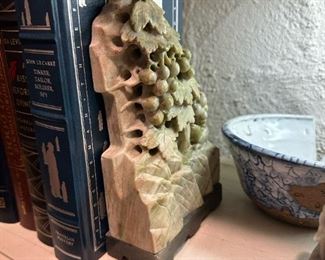 PAIR Carved Chinese Soapstone Bookends
