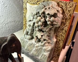 PAIR Carved Chinese Soapstone Bookends