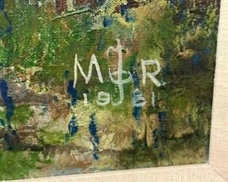 Large Original Oil on Canvas Southwestern Native American Scene Signed MOR J