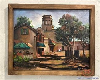 Original Oil on Canvas Southwestern Scene by J FISCHER