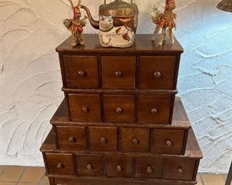 Vintage 15 Drawer Apothecary Wooden Cabinet