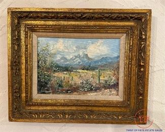 Original Oil on Canvas Southwestern Scene by J FISCHER