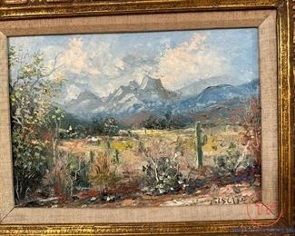 Original Oil on Canvas Southwestern Scene by J FISCHER
