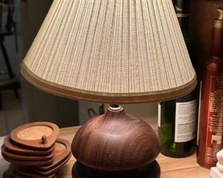 PAIR MCM Turned Rosewood Table Lamps