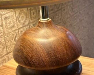 PAIR MCM Turned Rosewood Table Lamps
