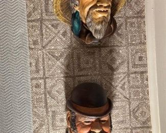 Vintage BOSSONS Chalkware Head Plaques