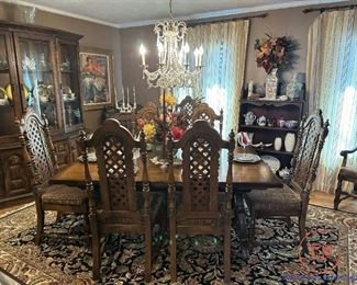 Spanish Baroque Style Walnut Dining Room Set