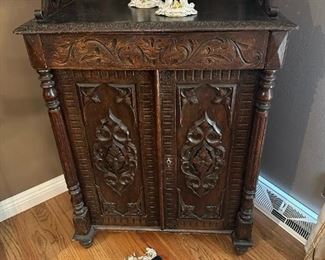 Antique Hand Carved Two Door Sideboard