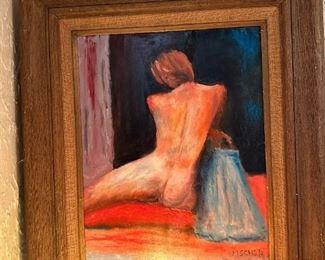 Original Nude Oil on Canvas by J FISCHER