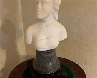 Carved Female Bust on Marble Base