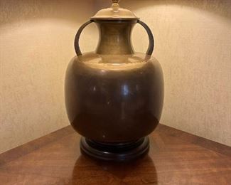 Vintage Bulbous Brass Handled Chinese Style Lamp