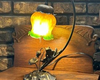 Art Nouveau Style Frog on Lily Pad Desk Lamp