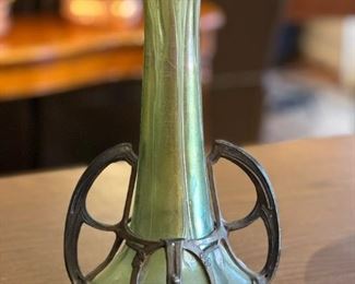 Art Nouveau LOETZ Bronze Mounted Art Glass Vase