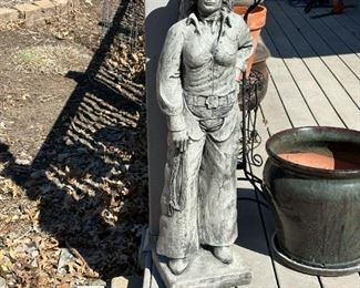 3' Concrete Cowgirl Statue